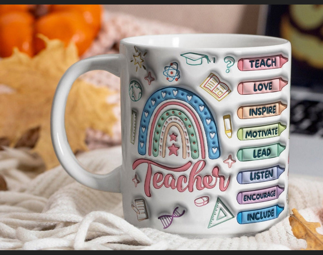 Teacher rainbow mug