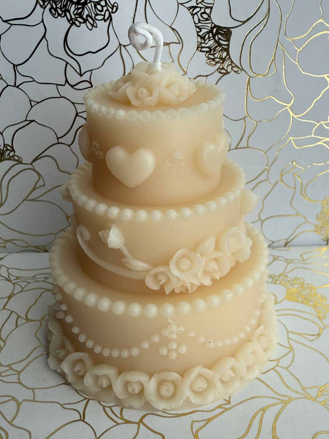 Wedding cake pillar candle