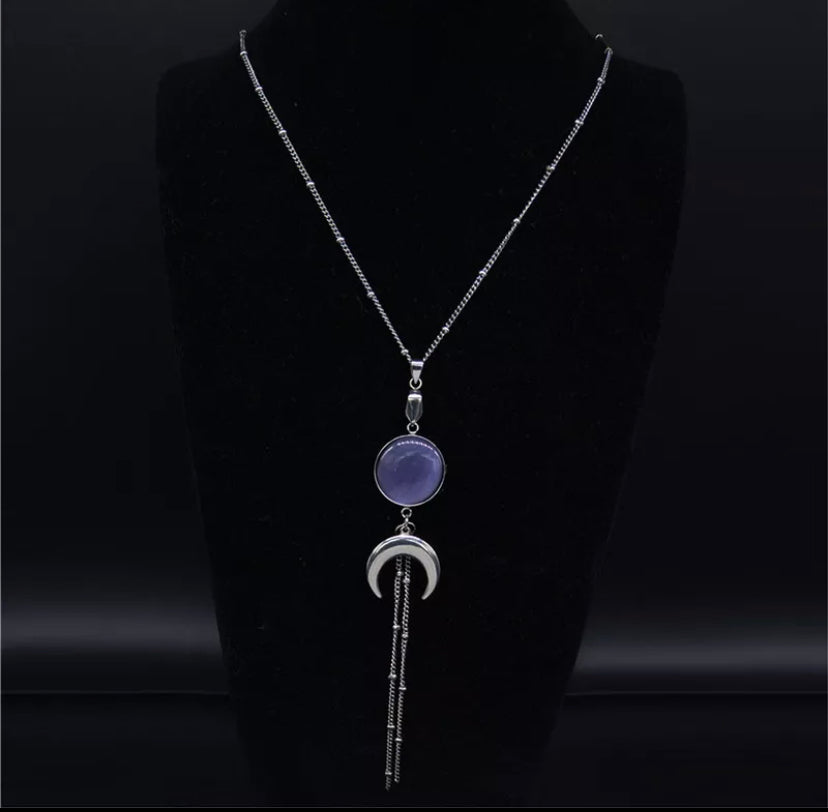 Purple Opal Moon Necklace